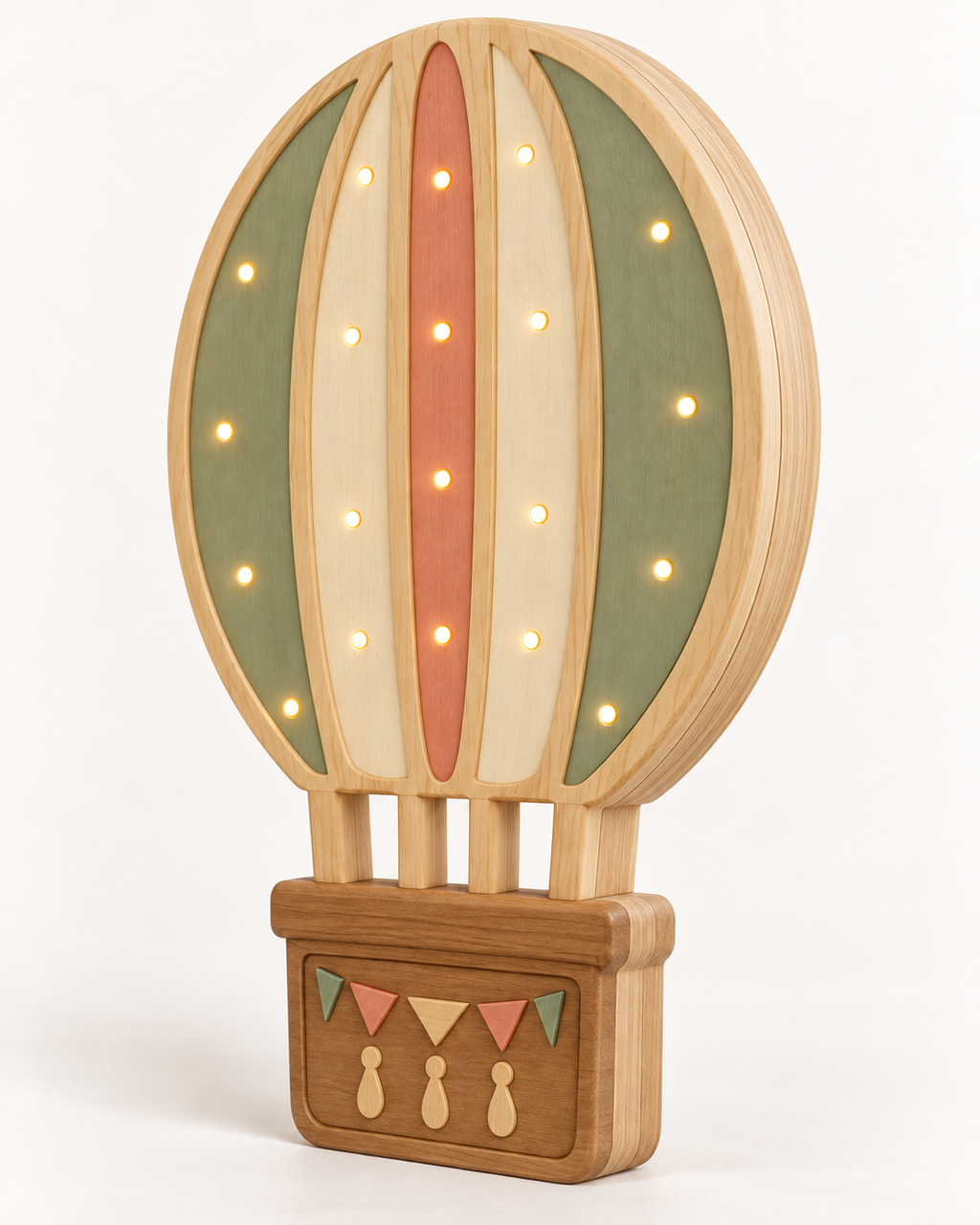 Lampe Montgolfière ORAWOOD à poser, vue latérale montrant son épaisseur
