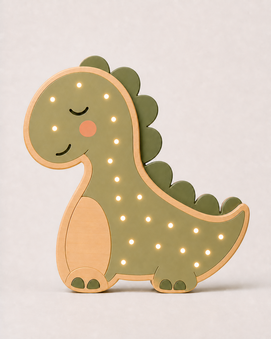 Lampe veilleuse Dinosaure ORAWOOD en pin massif, allumée