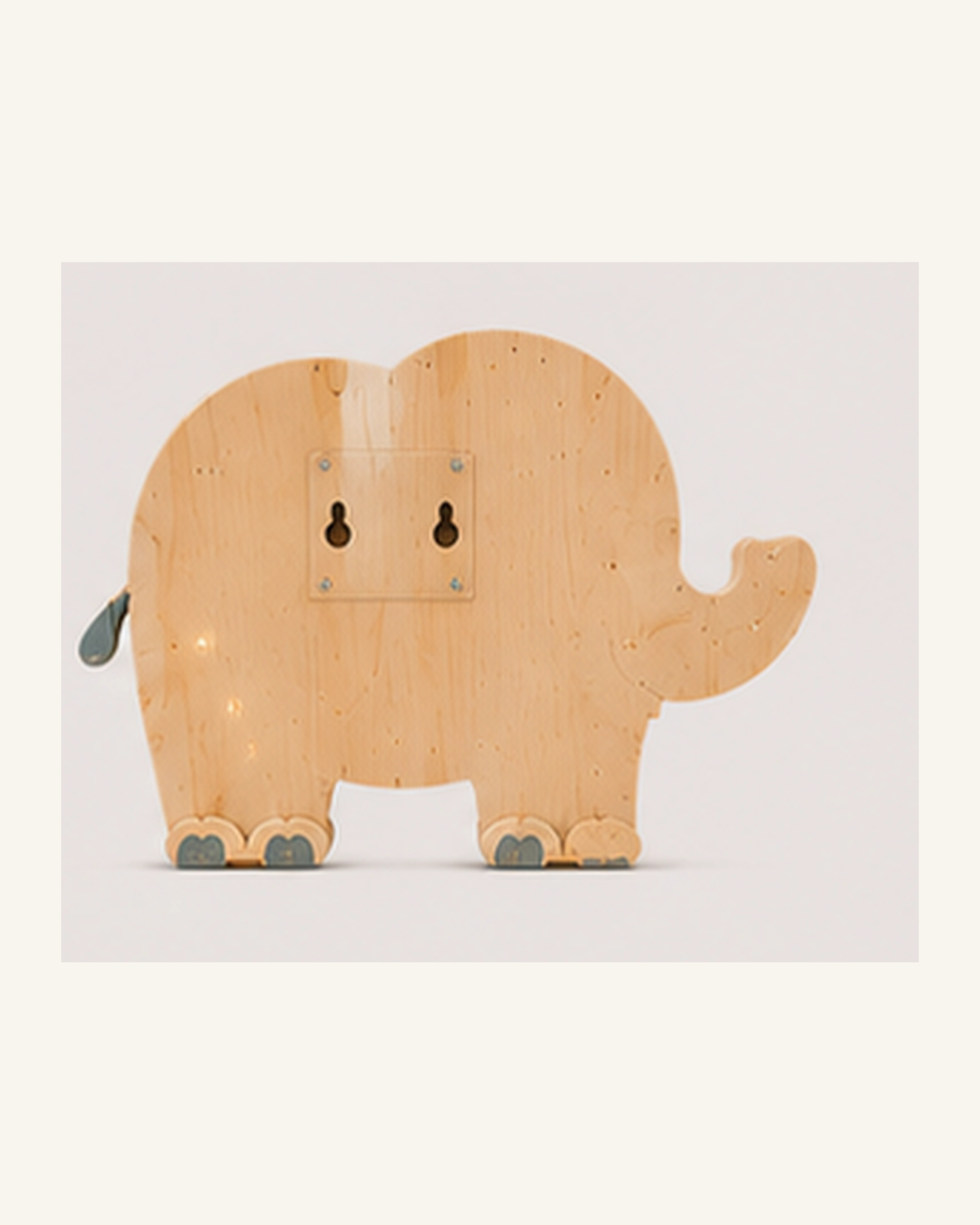 Lampe Éléphant ORAWOOD, vue arrière montrant les fixations murales
