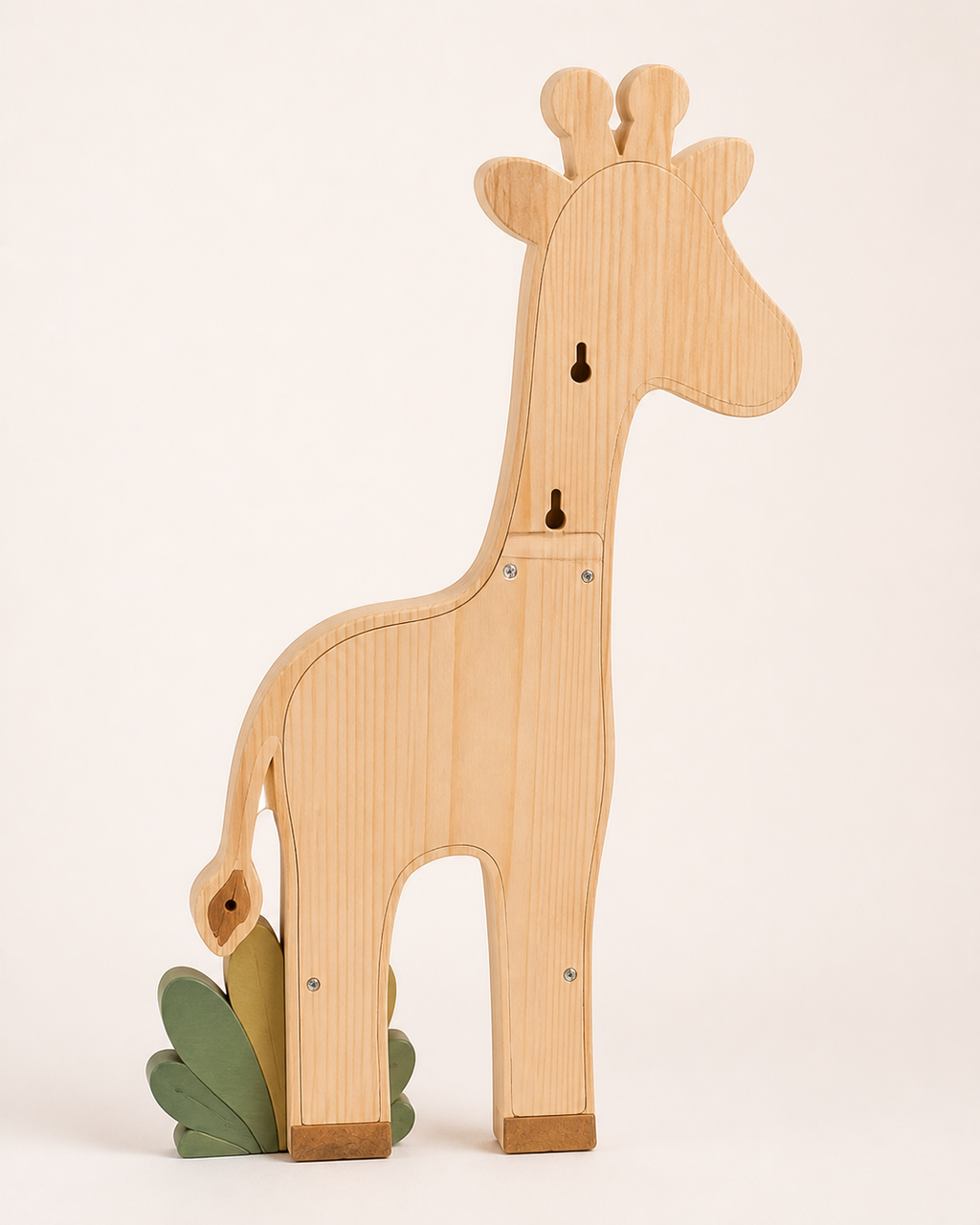 Lampe Girafe ORAWOOD, vue arrière avec panneau et fixations murales