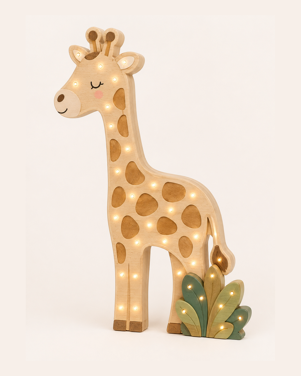 Lampe Girafe ORAWOOD, vue principale lampe allumée