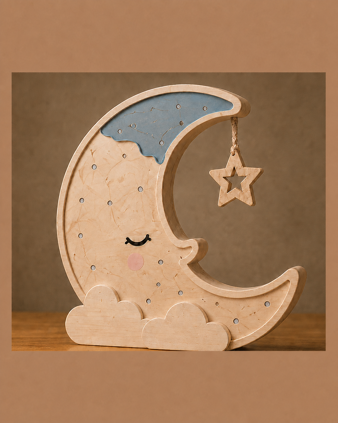 Lampe veilleuse Lune ORAWOOD en pin massif, éteinte