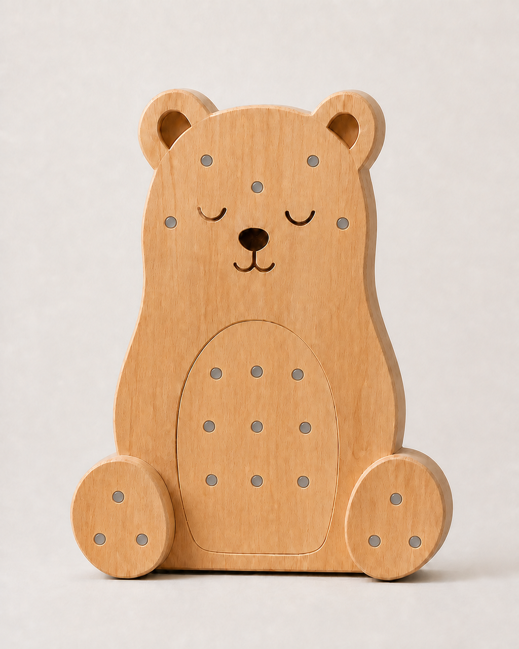 Lampe veilleuse Ours ORAWOOD en pin massif, éteinte