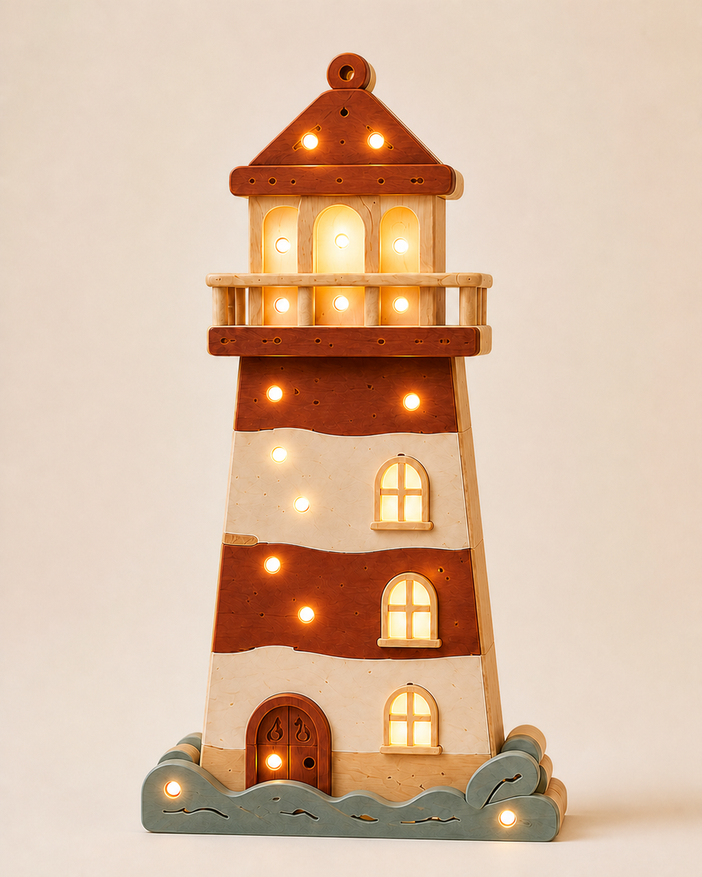 ORAWOOD Lighthouse solid pine night light, illuminated