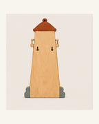 ORAWOOD Lighthouse solid pine night light, rear view showing the wall-mounting points