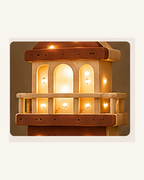 ORAWOOD Lighthouse solid pine night light, close-up of the natural wood grain and finish