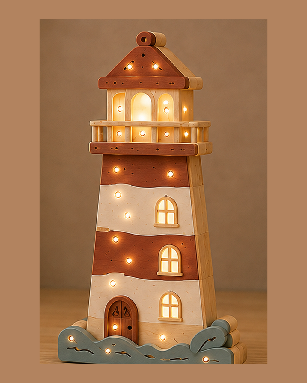 ORAWOOD Lighthouse solid pine night light, illuminated