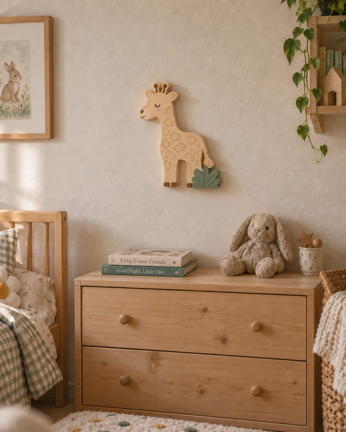 Eingeschaltete ORAWOOD Leuchte im Kinderzimmer bei Tageslicht